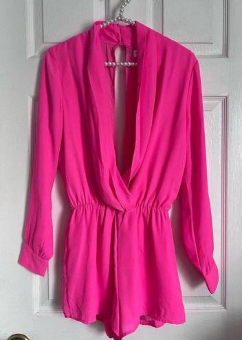 superdown kaycie drape neck romper XS Hot Pink