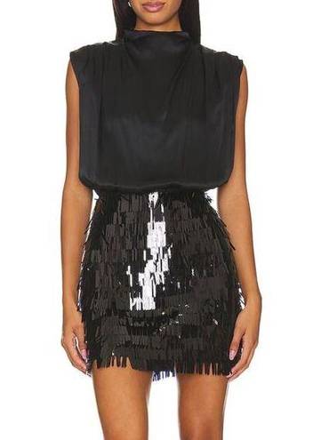 Amanda Uprichard  Simran Sequin Mini Dress Black XS Cocktail Flapper Flawed DIY