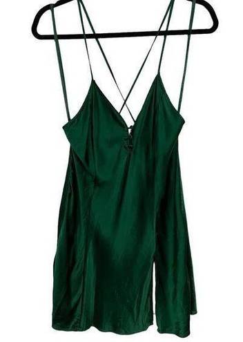 Victoria's Secret Vintage  Gold Label Green Silk Slip Mini Dress Size Medium