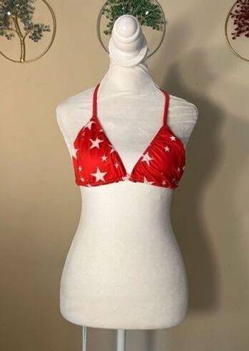 Chaser NWT!  Red White Star Triangle Halter Bikini Top Medium