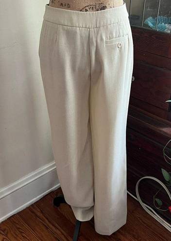 Krass&co Vintage NY& Trousers 6 PETITE Beige Loose Leg Mid Rise Seersucker Women 90s