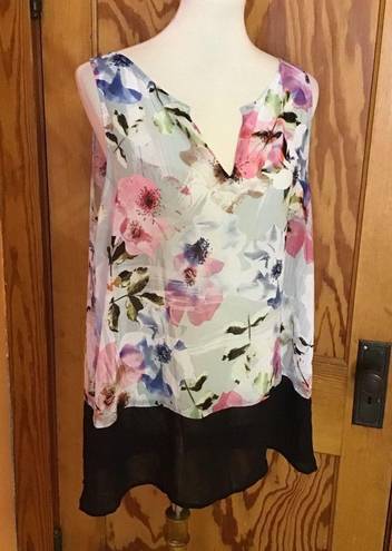 DKNY  Sheer Floral Tank Top