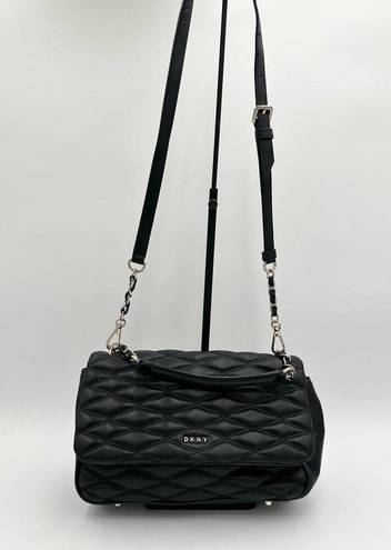 DKNY  Black Diamond Quilted Leather Lara Top Handle Crossbody Bag
