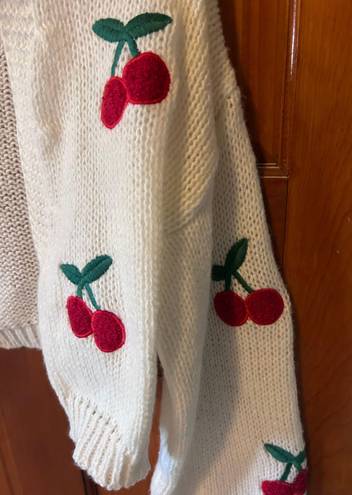 Knitted Cherry Cardigan White