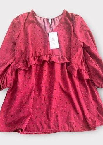 Isabel Maternity  NEW Maroon printed puffy sleeve flared top size Medium