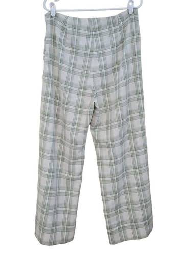 West of Melrose  White Green Plaid Trouser Pants High Rise Straight Leg Size XL