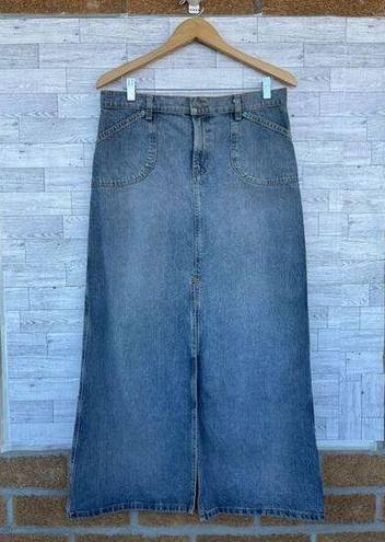 Polo  Ralph Lauren Front Slit Denim Maxi Skirt vintage Y2k size 10