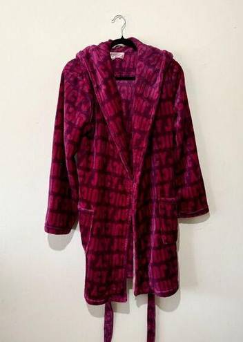 Juicy Couture  Robe Womens Size L/XL Logo Spell Out Hooded Pockets Soft Belted