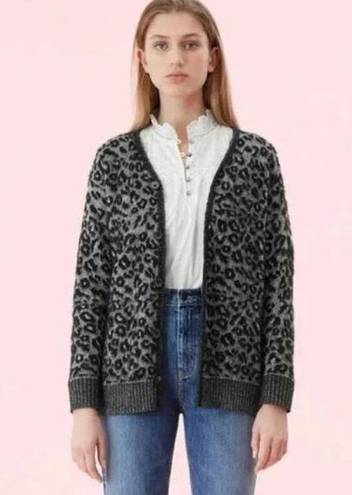 Rebecca Taylor La Vie  Jacquard Leopard Print Cardigan Small