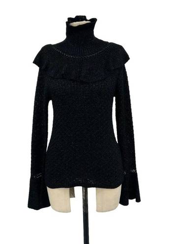 Krass&co  Ruffled-Trim Turtleneck Sweater in Black Size Small