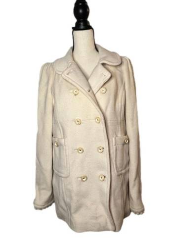 Juicy Couture Wool Blend Double Breasted Pea
Coat Jacket in Cream Size Large