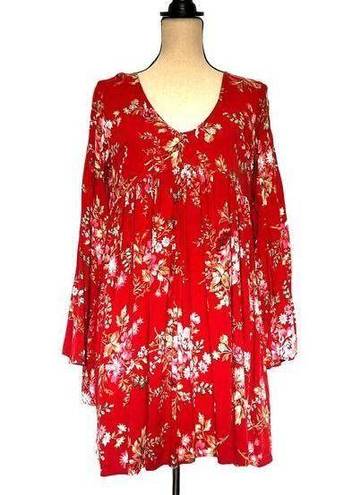 DENIM & SUPPLY Ralph Lauren Babydoll Dress Size M Rust Orange Floral Deep  V-Neck Size M - $47 - From Fmm