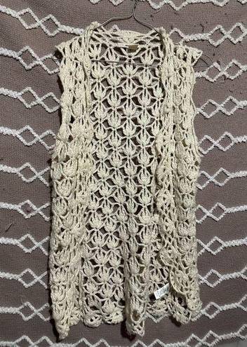 DKNY  Knit Crotchet Cardigan Pullover Western Boho