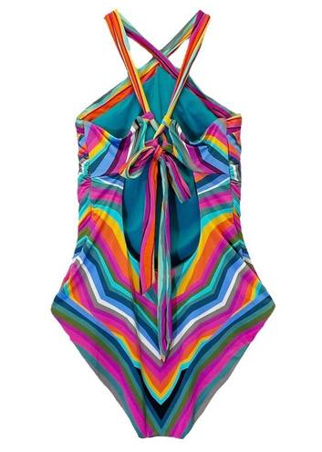 Trina Turk NWT  Louvre Striped High-Neck Reversible One-Piece Swimsuit Size 10