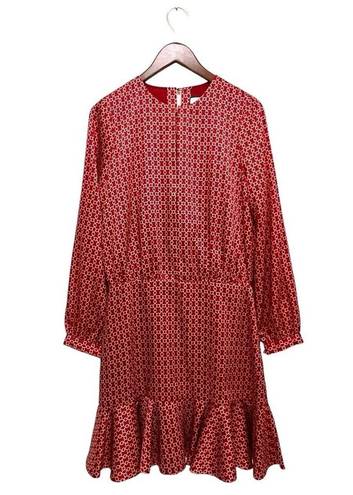 Alexis  Coretti Blouson Top Flounce Hem Printed Mini Dress Women’s Size M