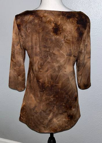 Brooks Bobbie  Brown Tie Dye Sequin Detail Fall Top Size Medium