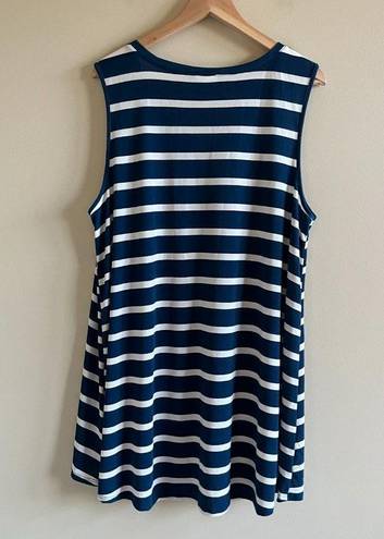 LuLaRoe NEW   Kristina Women Top Size XL Tunic Dress Sleeveless Stripe Blue White