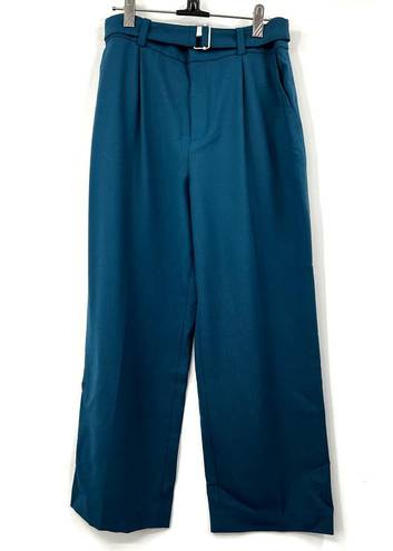 Club Monaco  Heemi Blue Wool Blend Belted Wide Leg Cropped Pants Size 4