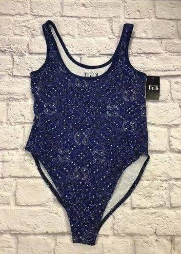 One Piece IML Womens Blue Bandana Graphic  Bodysuit Size Small