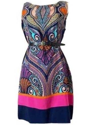 Renee C colorful sleeveless shift dress size small