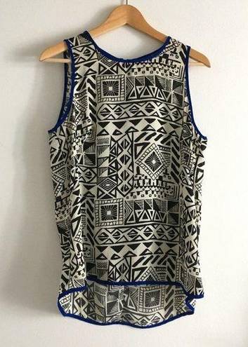 Bobeau  Geographic Tank Top Made in USA Sheer Womens Size M