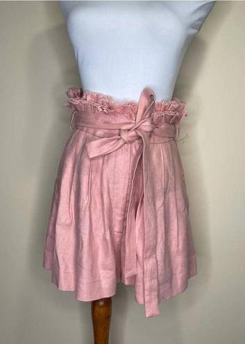 Alexis  Shorts Jolan Pink Hi Waisted Paper Bag Linen Shorts S