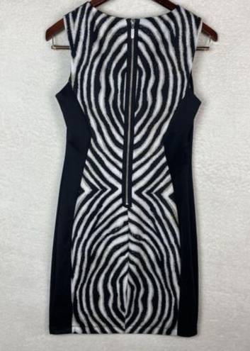 Bisou Bisou ‎ Michele Bohbot Black Tan White Zebra Print Business Size 10