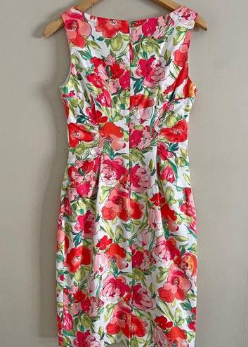 Adrianna Papell  floral bright v-neck sheath dress formal chic