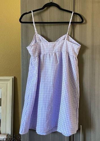 Divided  Lavender Gingham Print Babydoll Dress