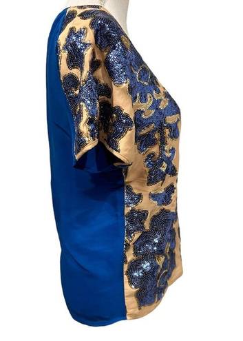 Tracy Reese  Neiman Marcus Blue Sequin Blouse