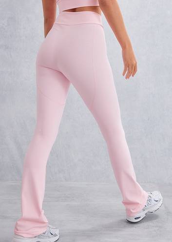 Pretty Little Thing Baby Pink Sport Metal Badge Sculpt High Waist Flare Pants