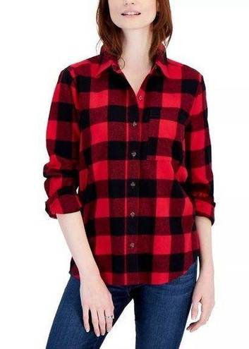 Style & Co  Cotton Buffalo Plaid Flannel Shirt, Black & Red New w/Tag $49.50