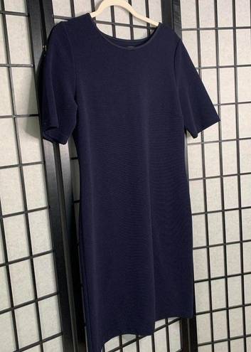Mario Serrani  Shift Knee Length Short Sleeve Casula Dress Navy Dark Blue Medium
