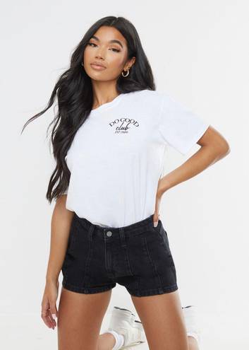 Pretty Little Thing Washed Black Seam Denim Shorts