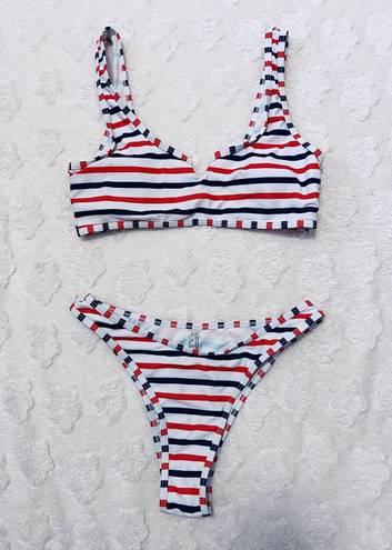 SheIn red white and blue bikini set