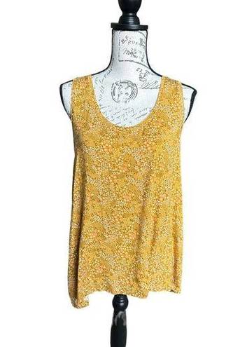 Sonoma New  Women's Favorite Scoop Neck Tank Top Yellow Mustard Floral XL NWT