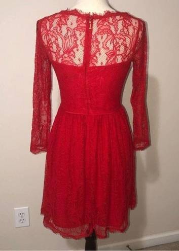 Juicy Couture  Delicate Lace Sheer Layered Party Dress Lipstick Red Size 2