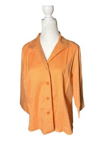 Coldwater Creek  Women’s Orange‎ Gingham Blouse Button Up Shirt