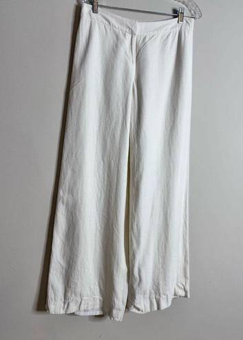 Lafayette 148  white wide leg flair linen pants sz 6