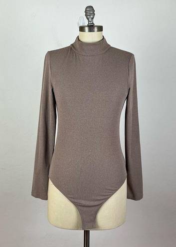 Girlfriend Collective  Fog Heather Vivien Mock Neck Bodysuit