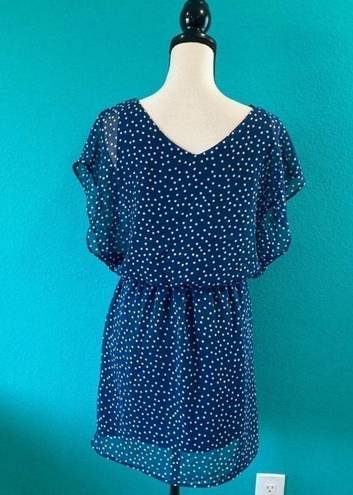 Lush Clothing Lush blue and white polka dot dress