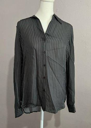 L'Agence L’AGENCE Gray Pinstriped Button Up Blouse