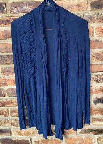 Premise Studio  Navy Blue Pleated Open Front Cardigan Sweater Women's Size Small