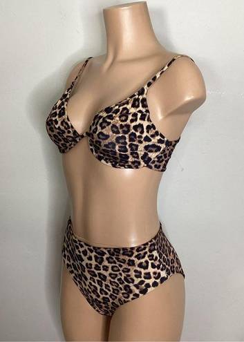 Good American New. Cheetah print high rise bikini.  size 2 = S/M. Retails $129