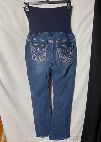 indigo. Blue Maternity Jeans Decorative Back Pockets Sm