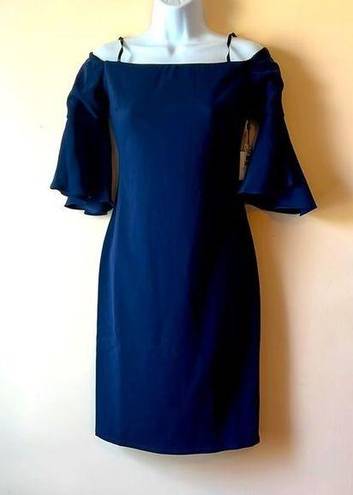 Laundry by Shelli Segal  Navy Blue Off Shoulder Dress Sz 0