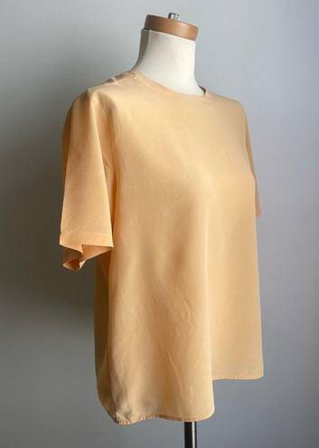 Oscar de la Renta Vintage  Expressions Peach Silk Short Sleeve Blouse Top Large