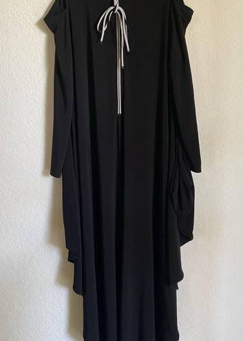 Joseph Ribkoff  Harem Drape Cold Shoulder Zip Up Chic Black Jumpsuit Size 8