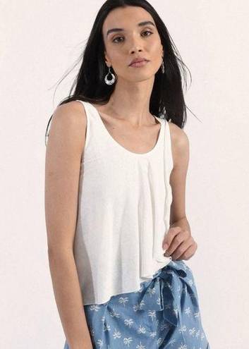 AQUA WOMENS SLEEVELESS ASYMMETRIC OVERLAY TANK TOP PULLOVER LIGHTWEIGHT CLASSY S