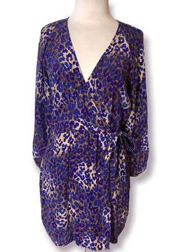 Parker  silk leopard print wrap dress sz s